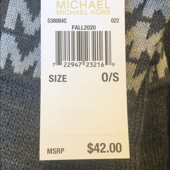Michael Kors MK Logo Knit Gloves Gray Charcoal Silver NWT - Picture 5 of 5